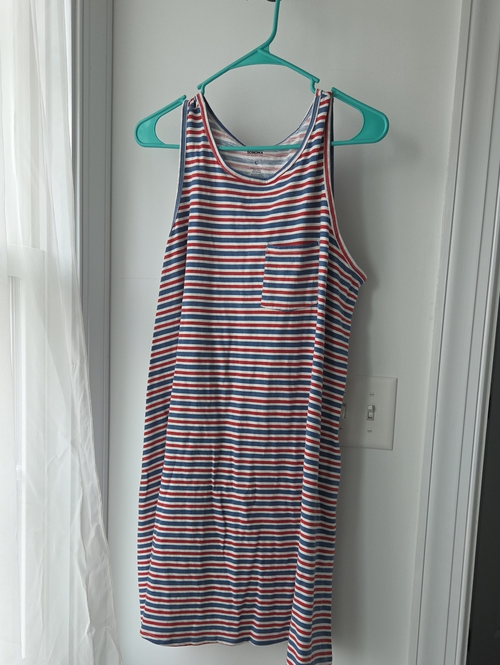 Sonoma Red, Blue & White Striped Midi Tank Dress